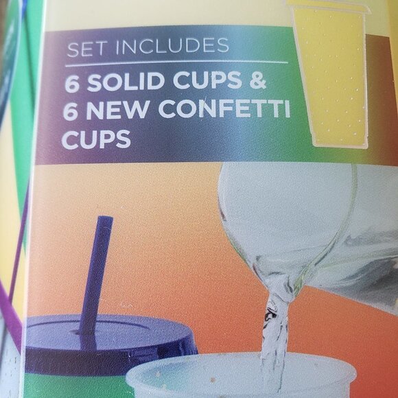 NWT - Manna Color Changing Confetti Plastic Tumblers, Set of 24 - Picture 2 of 4